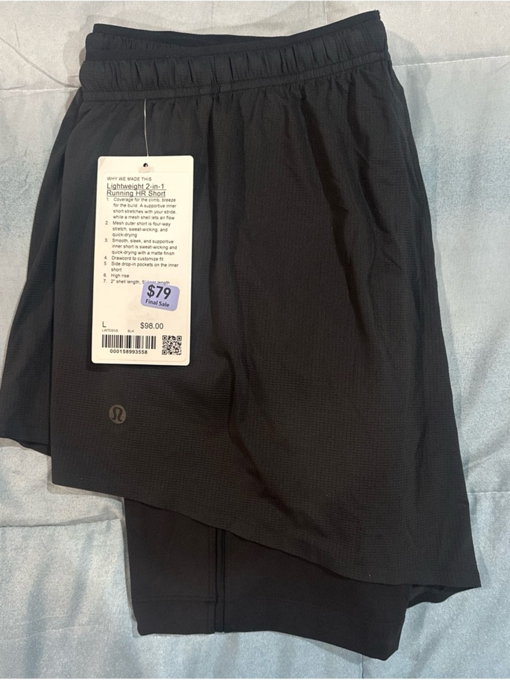 lululemon athletica Men’s Black Athletic 2-in-1 Running Shorts